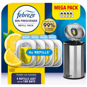 Змінні насадки для освіжувача сміттєвого відра FEBREZE BIN, цитрусова свіжість, 4 шт 
